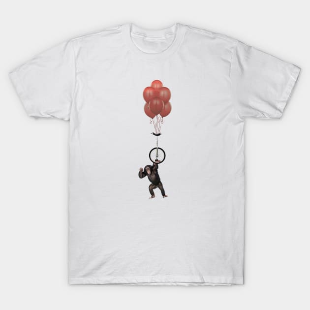 Unicycle monkey and balloons 01 T-Shirt by Vin Zzep